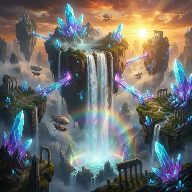 Paisaje de fantasía cinematográfico generado con Seedream 4.5